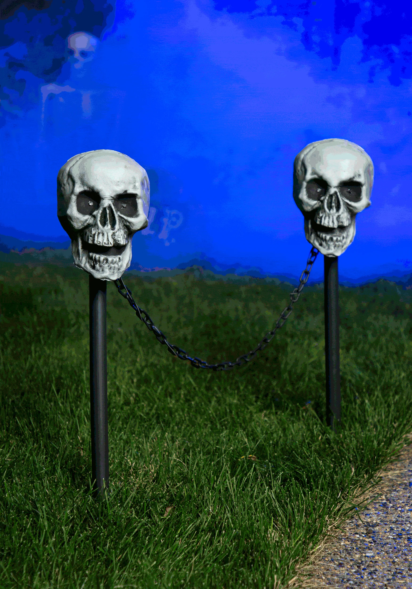 24-Inch Light Up Skull Pathway 4 Piece Decoration