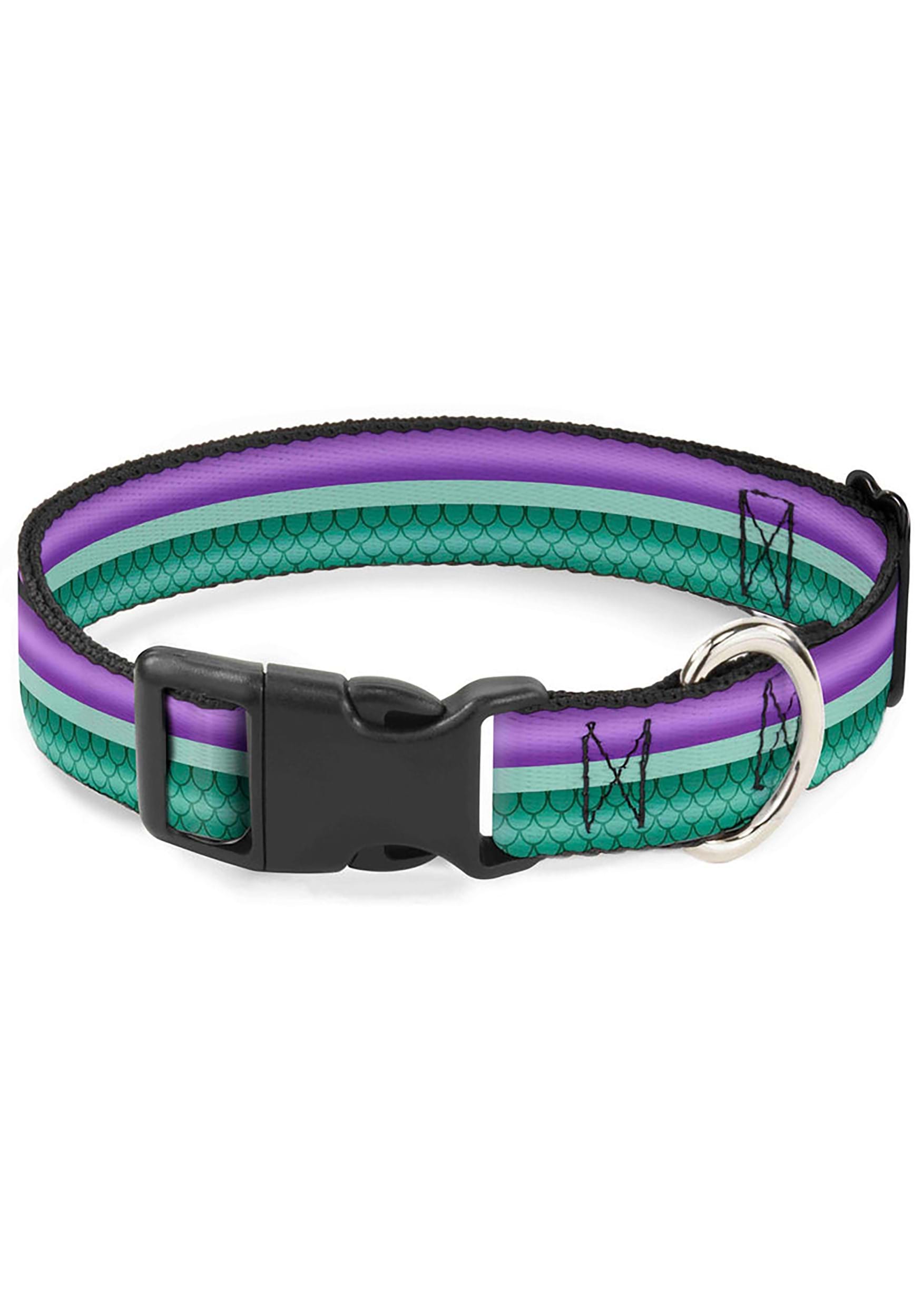 Little Mermaid Purple and Green Striped Plastic Clip Pet Collar