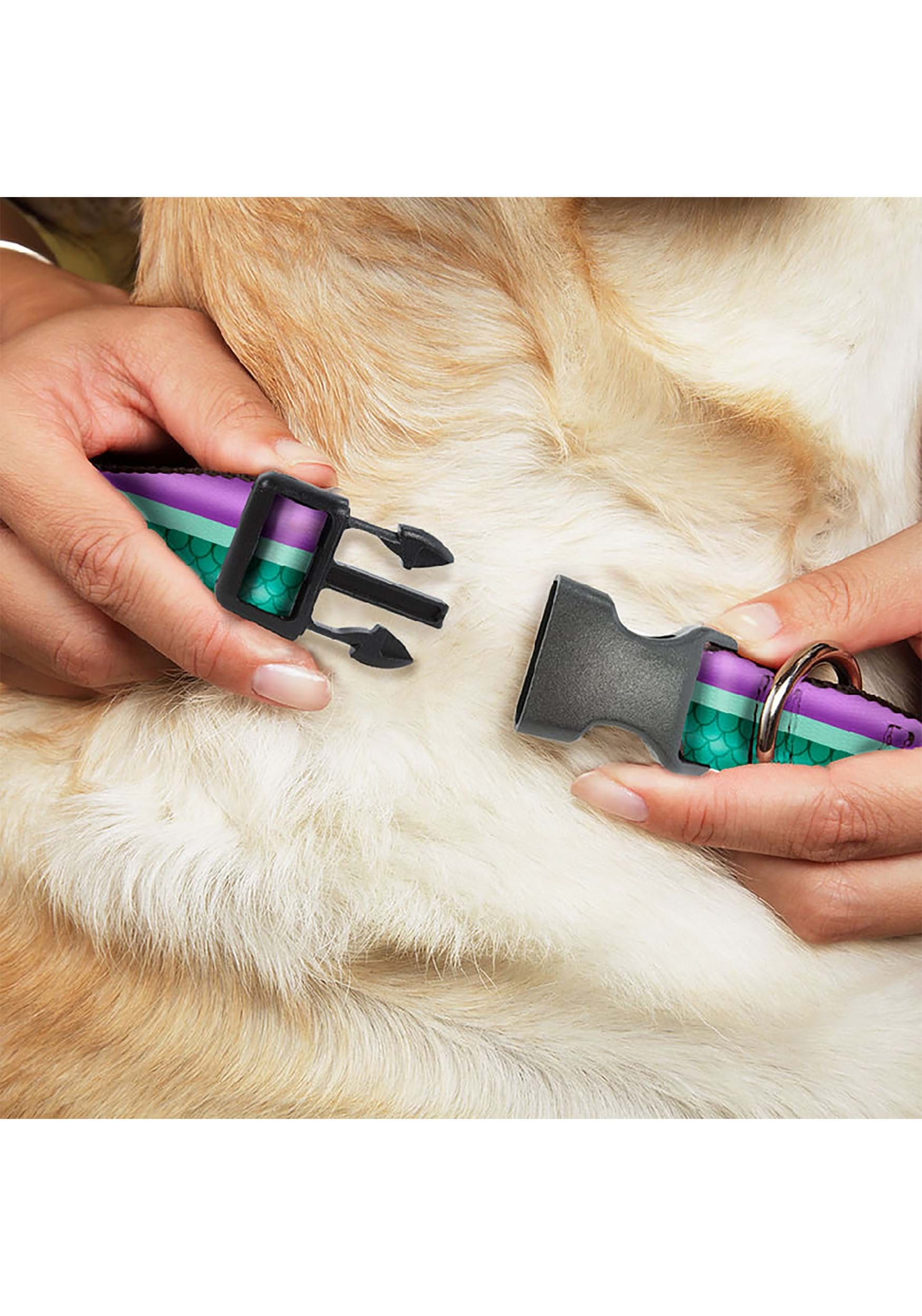 Little Mermaid Purple and Green Striped Plastic Clip Pet Collar
