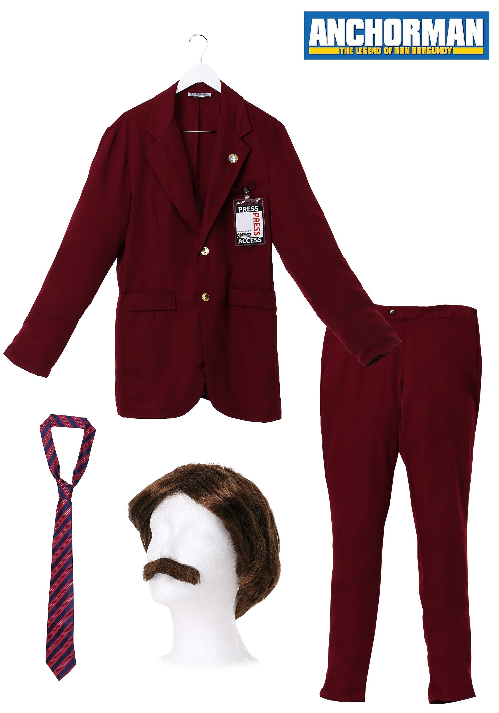 Deluxe Anchorman Ron Burgundy Men's Costume Suit