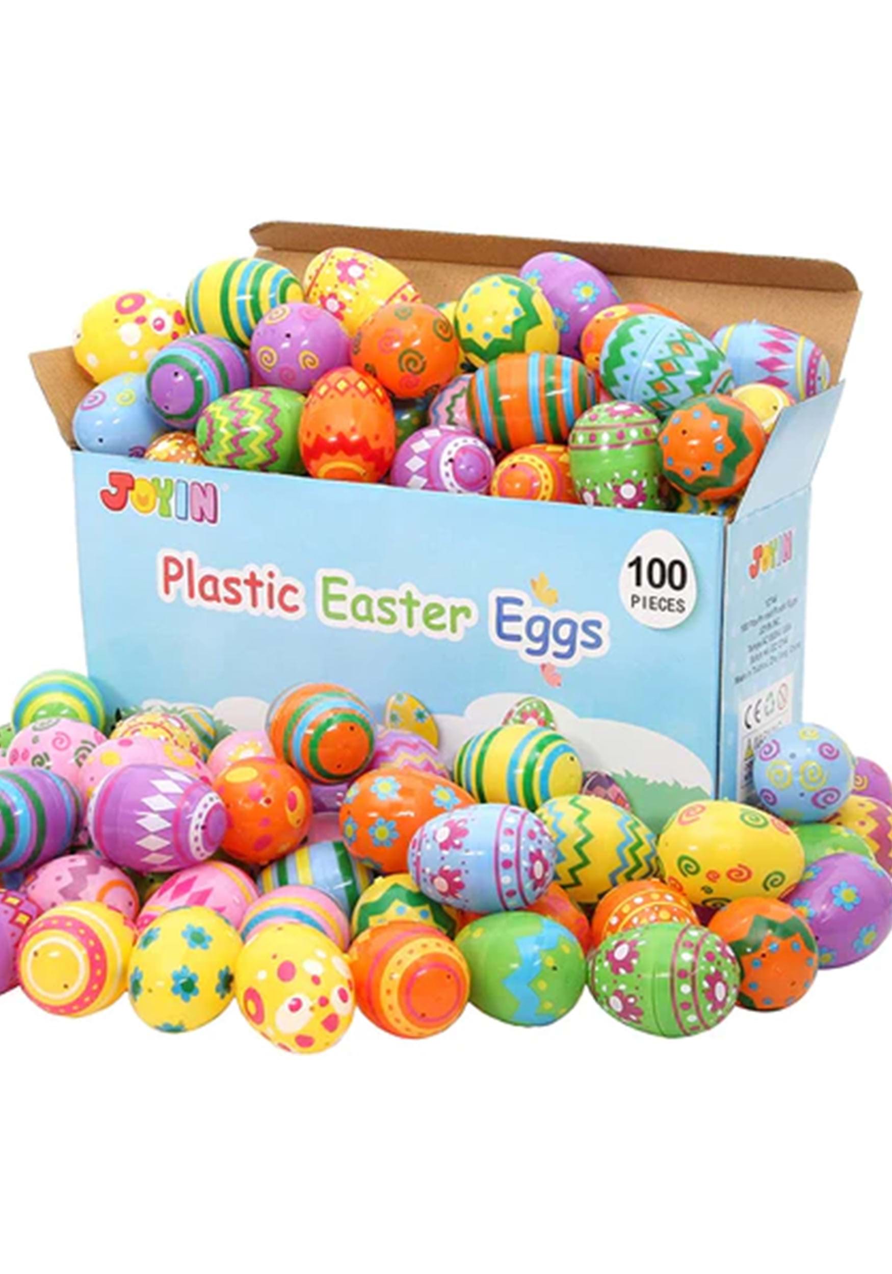 100 Piece 2.4-Inch Printed Plastic Egg Shells