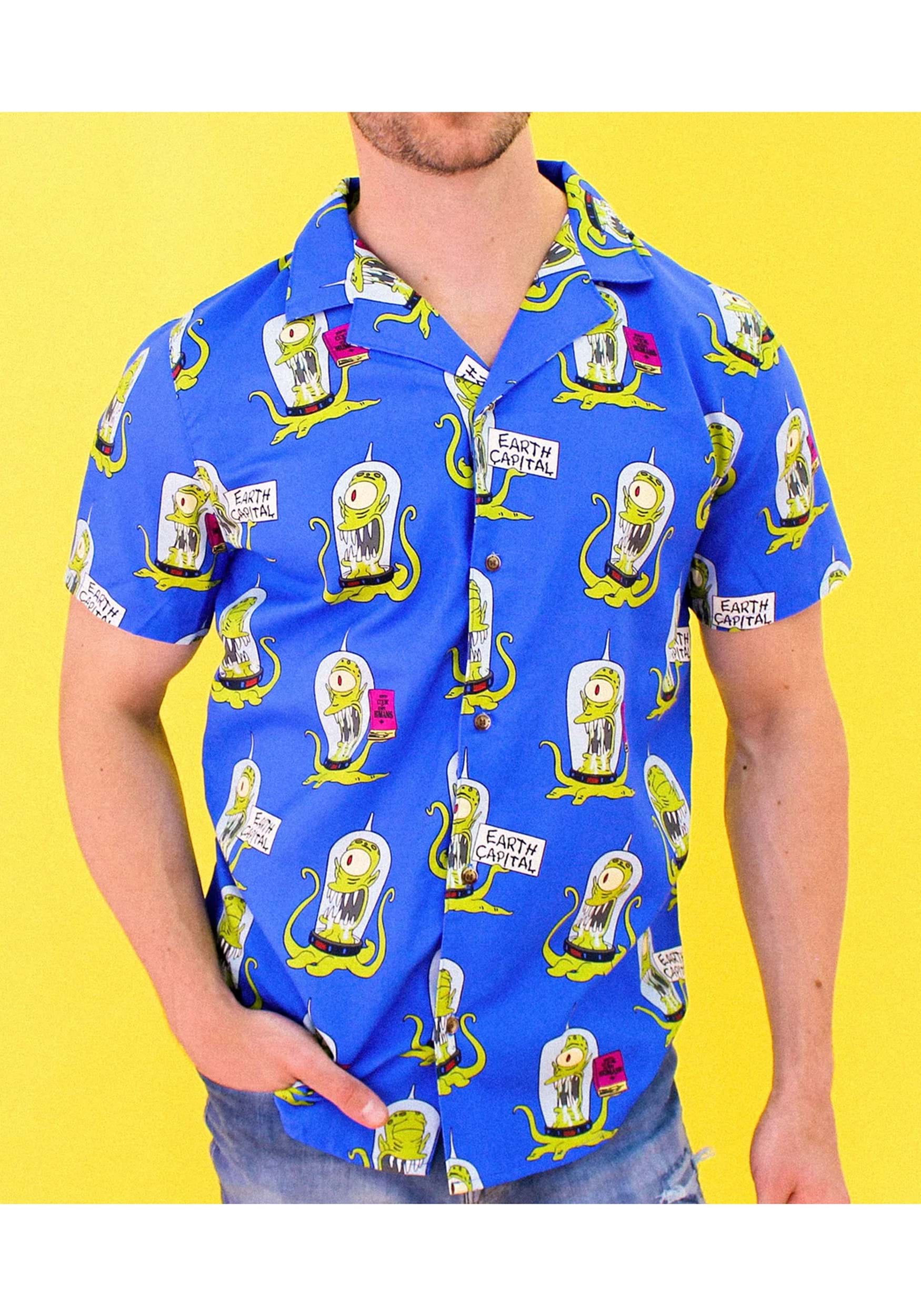 Simpsons Kang and Kodos Cakeworthy Unisex Camp Shirt