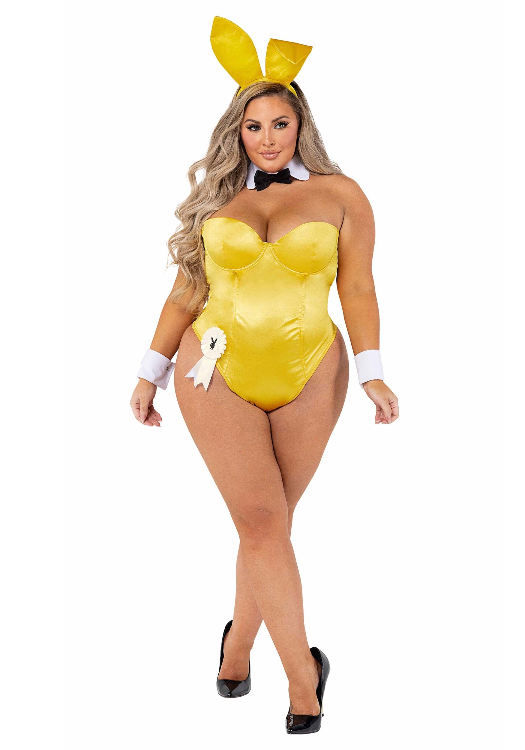 Playboy Women's Plus Size Yellow Bunny Costume