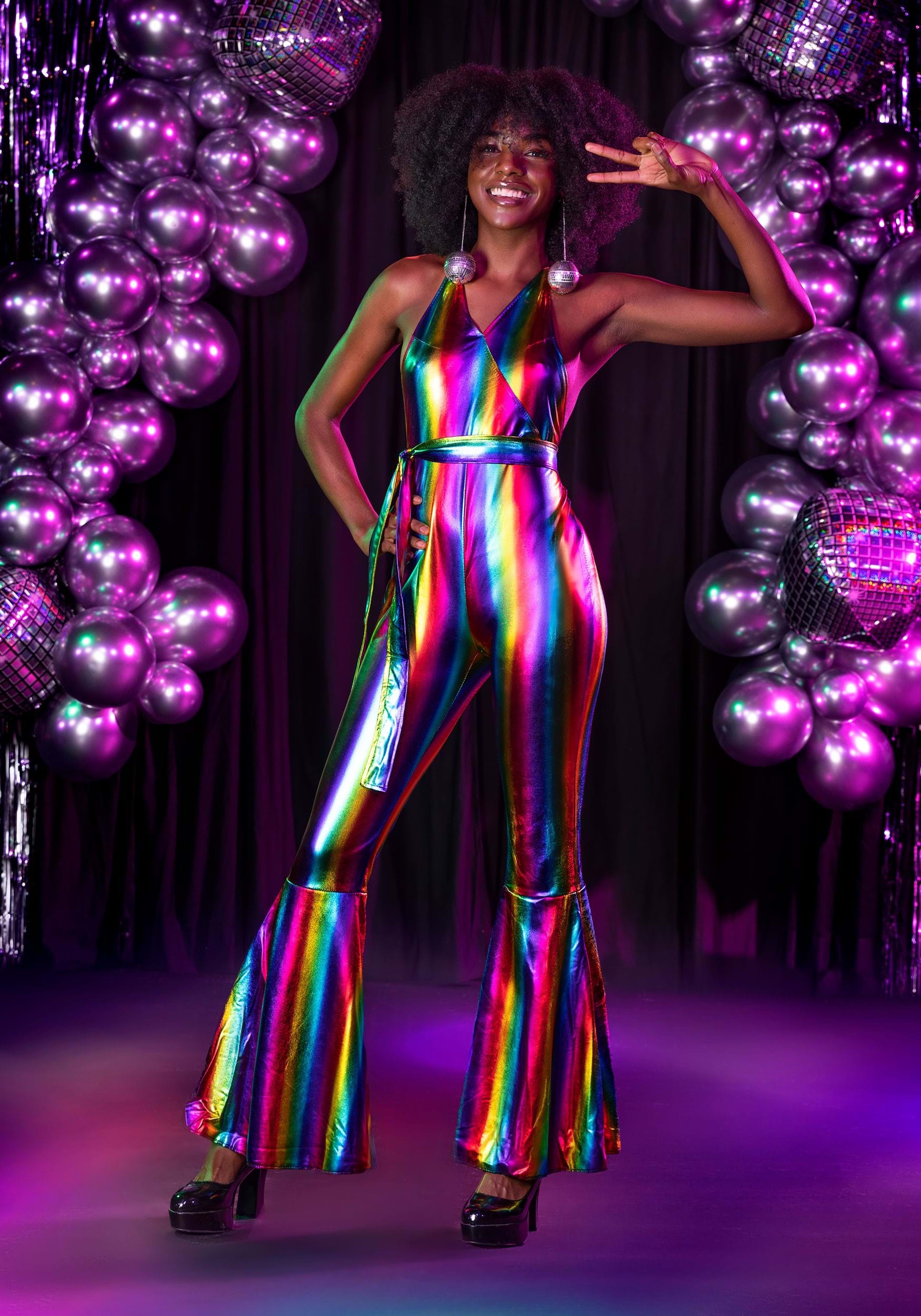 Rainbow Rave Women's Disco Costume