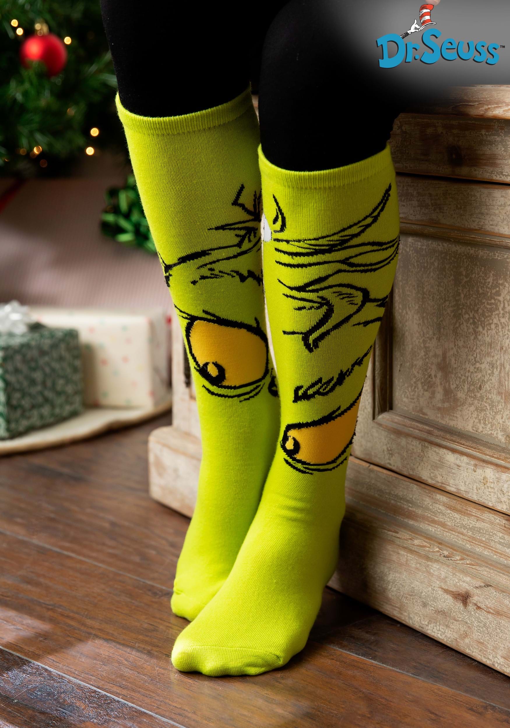 Women's The Grinch Knee High Socks 1 Women's The Grinch Knee High Socks