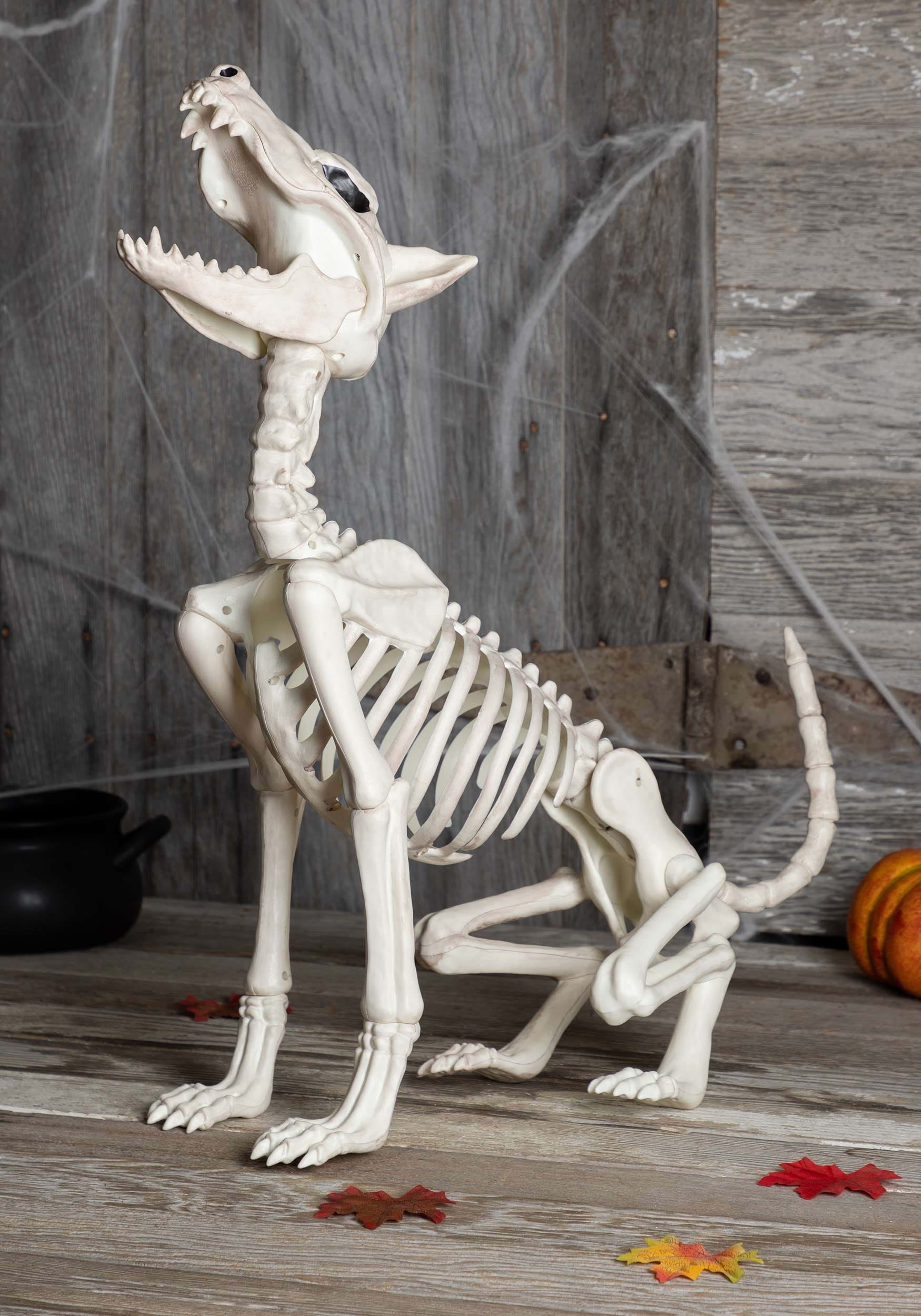27-Inch Dog Skeleton Howl At The Moon Decoration