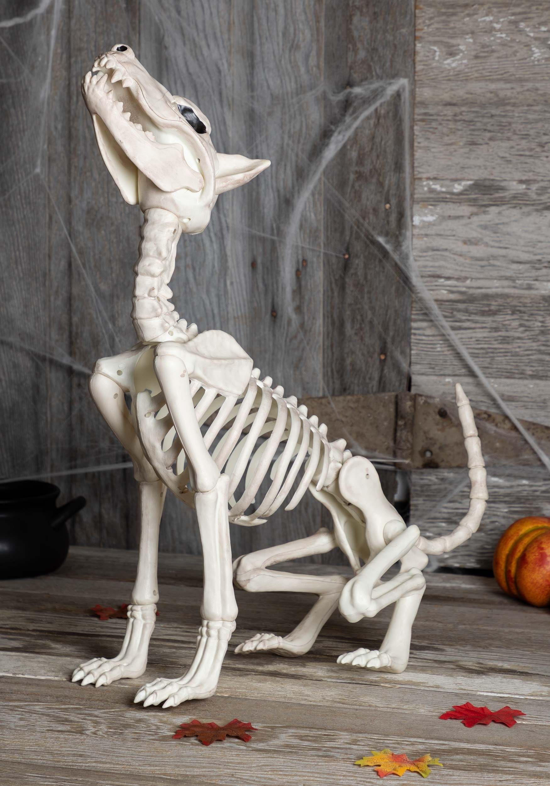 27-Inch Dog Skeleton Howl At The Moon Decoration