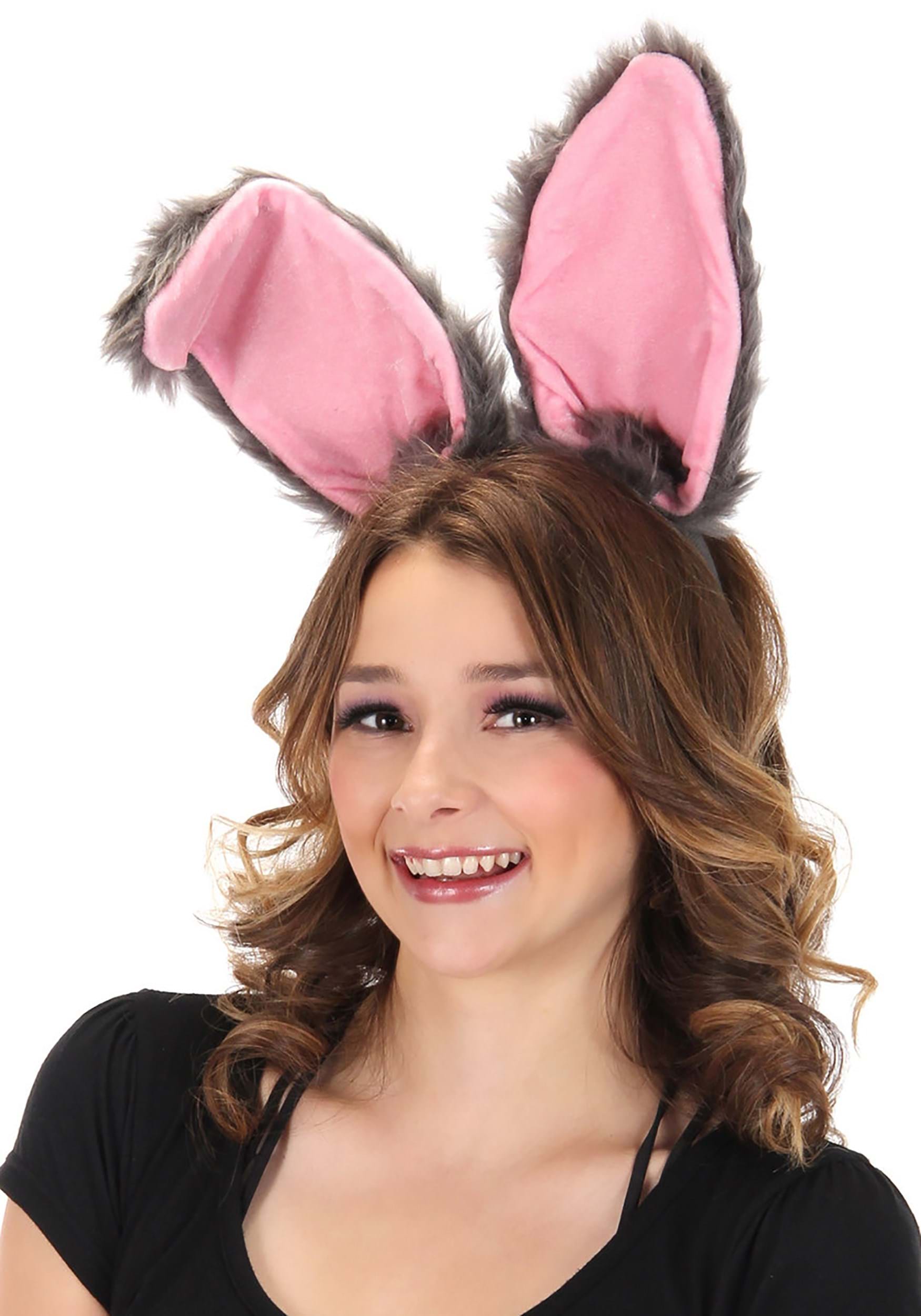 Gray Bendy Bunny Ears Costume Headband Accessory