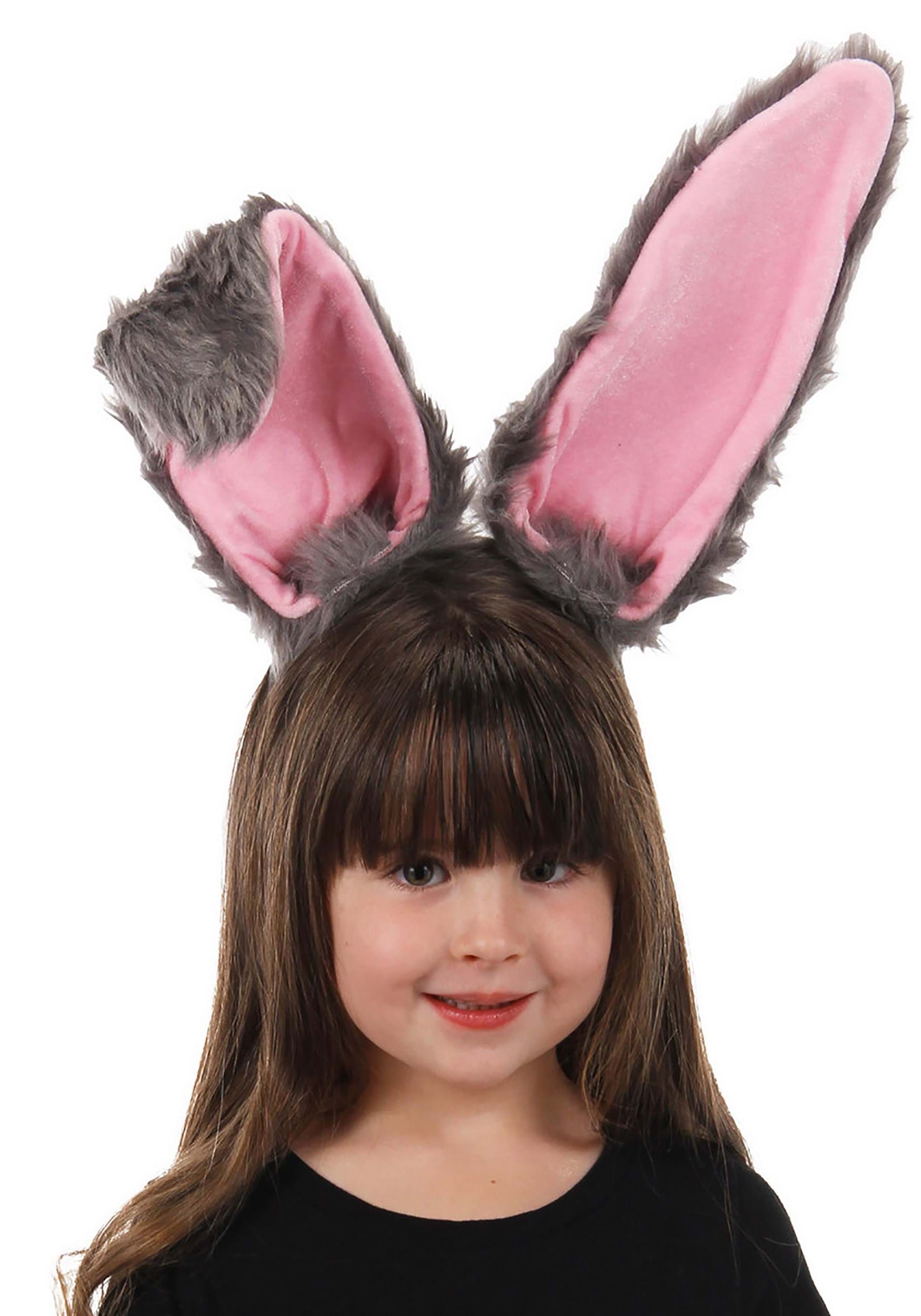 Gray Bendy Bunny Ears Costume Headband Accessory