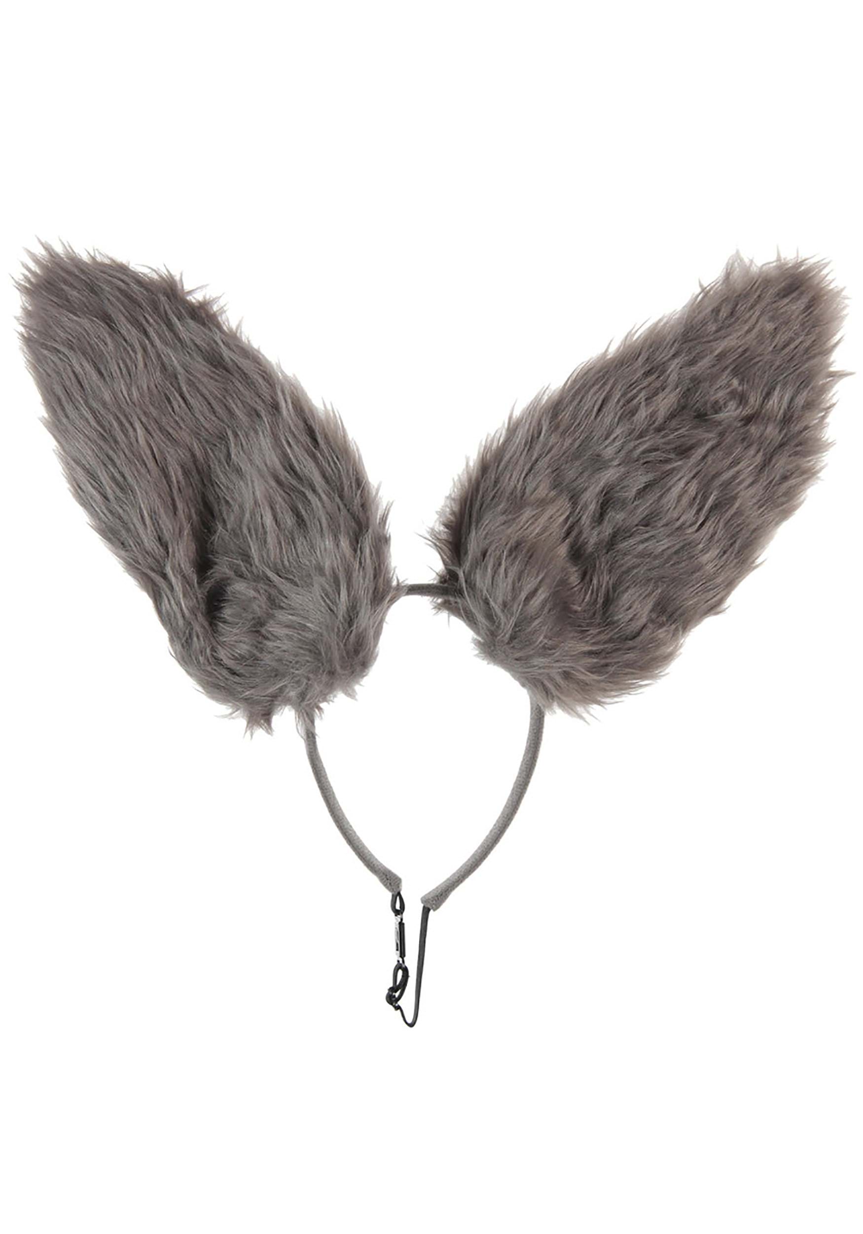 Gray Bendy Bunny Ears Costume Headband Accessory