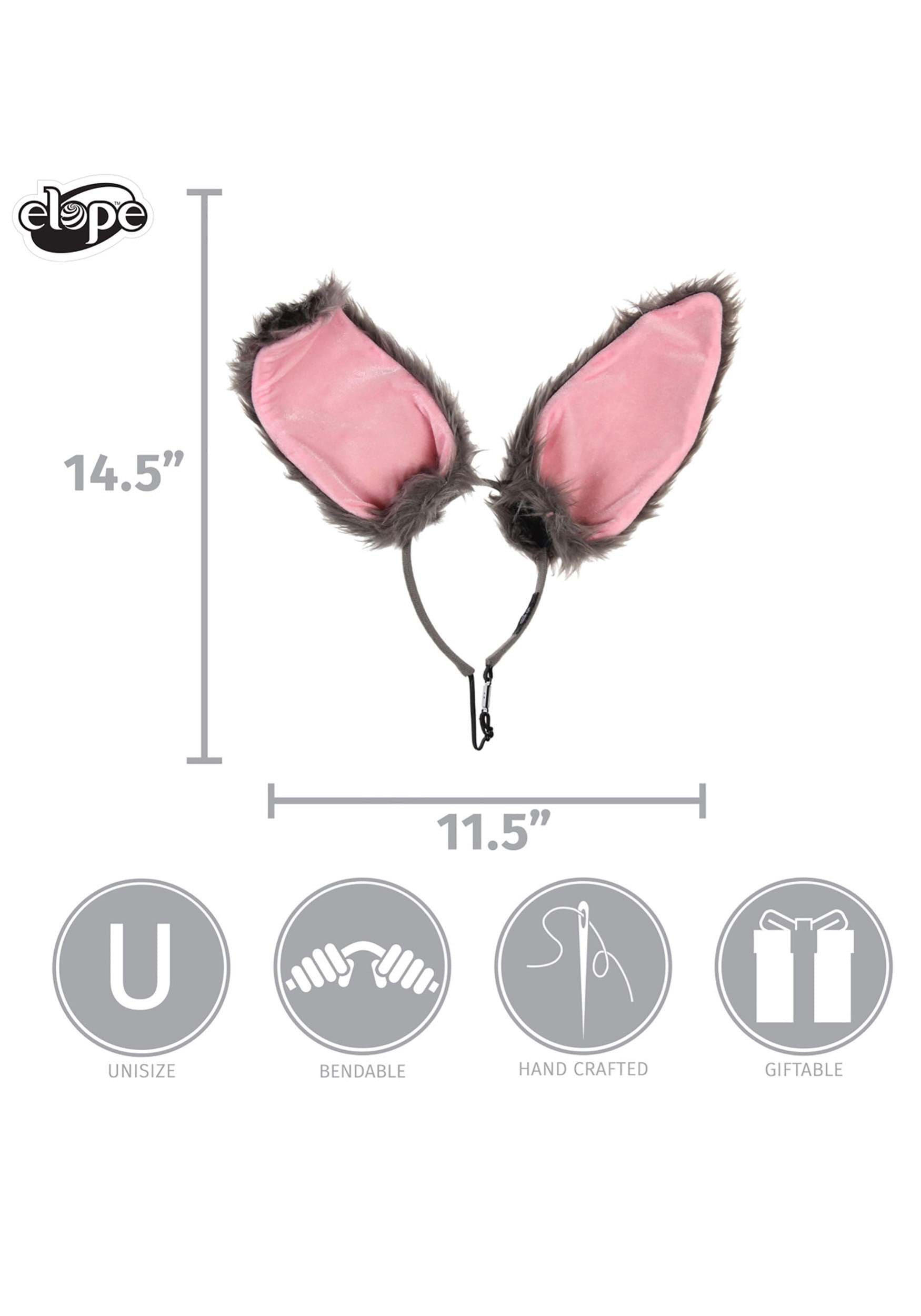 Gray Bendy Bunny Ears Costume Headband Accessory