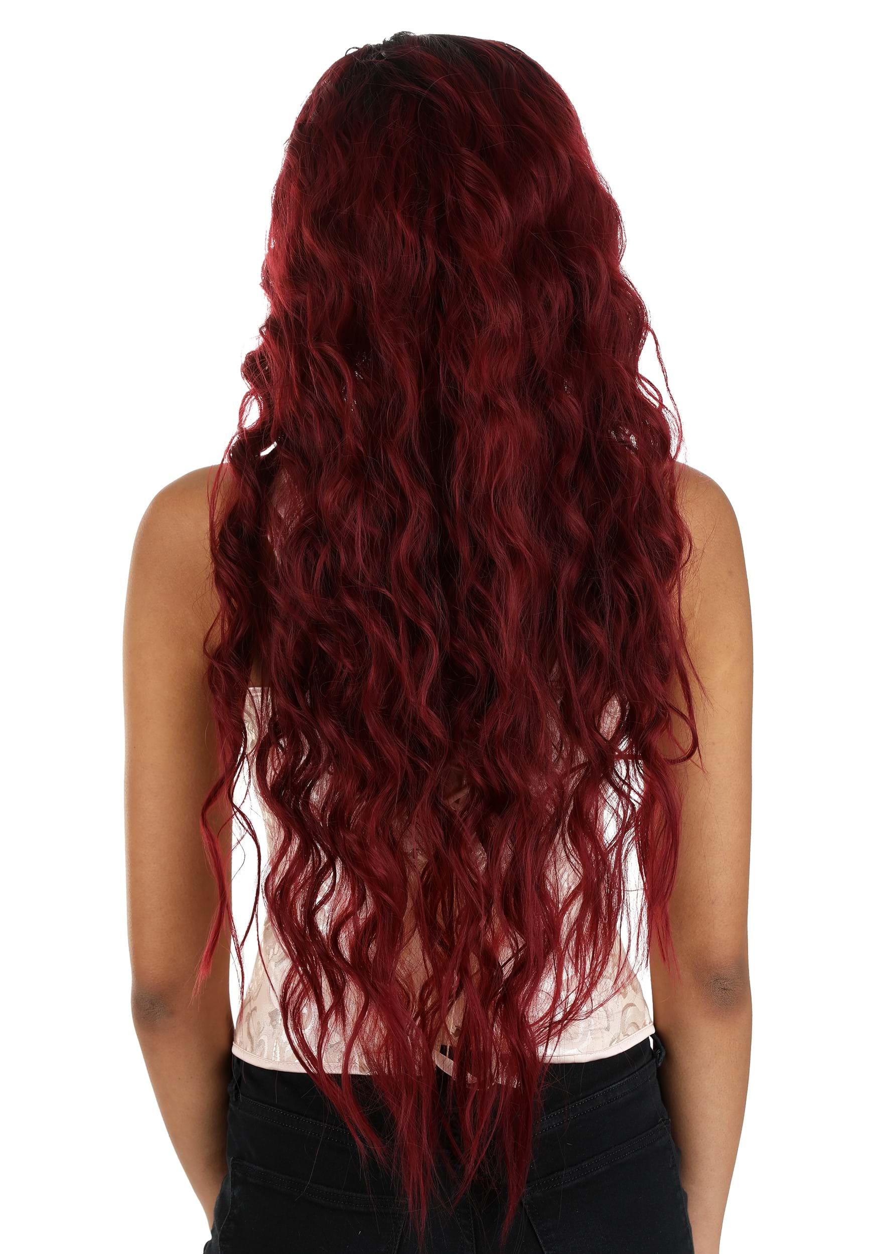 Women's Black and Red Long Wavy Wig