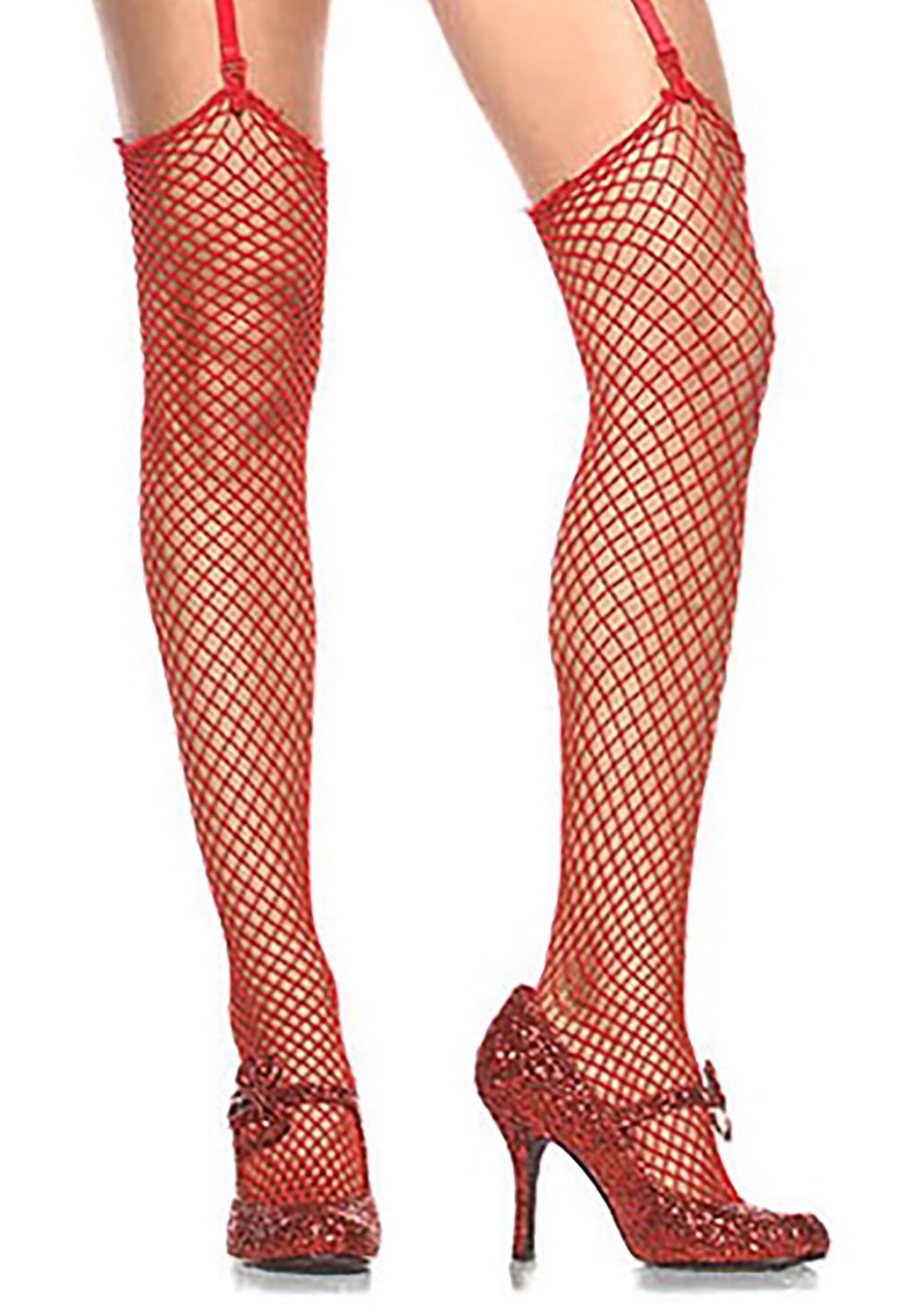 Red Womens Fishnet Stockings