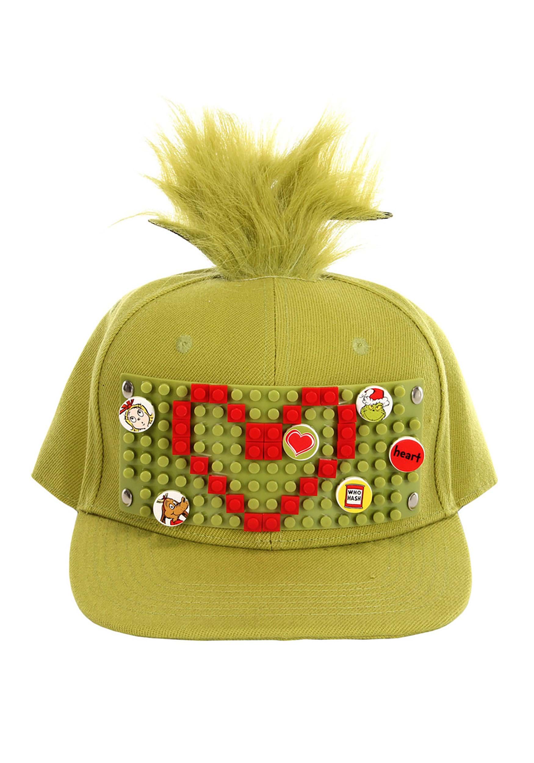 The Grinch Plastic Bricky Blocks Build-On Snapback Hat Kit 7 The Grinch Plastic Bricky Blocks Build-On Snapback Hat Kit