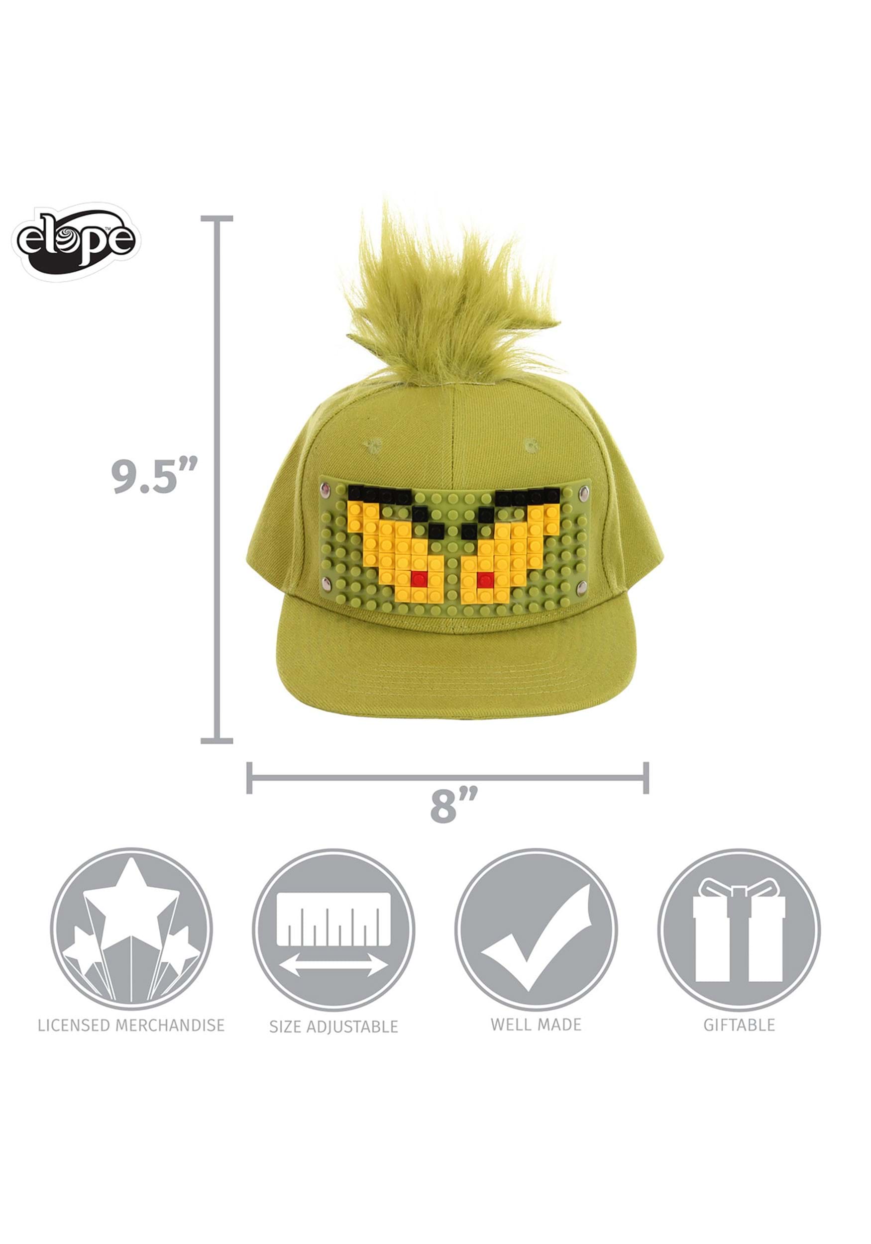 The Grinch Plastic Bricky Blocks Build-On Snapback Hat Kit 8 The Grinch Plastic Bricky Blocks Build-On Snapback Hat Kit
