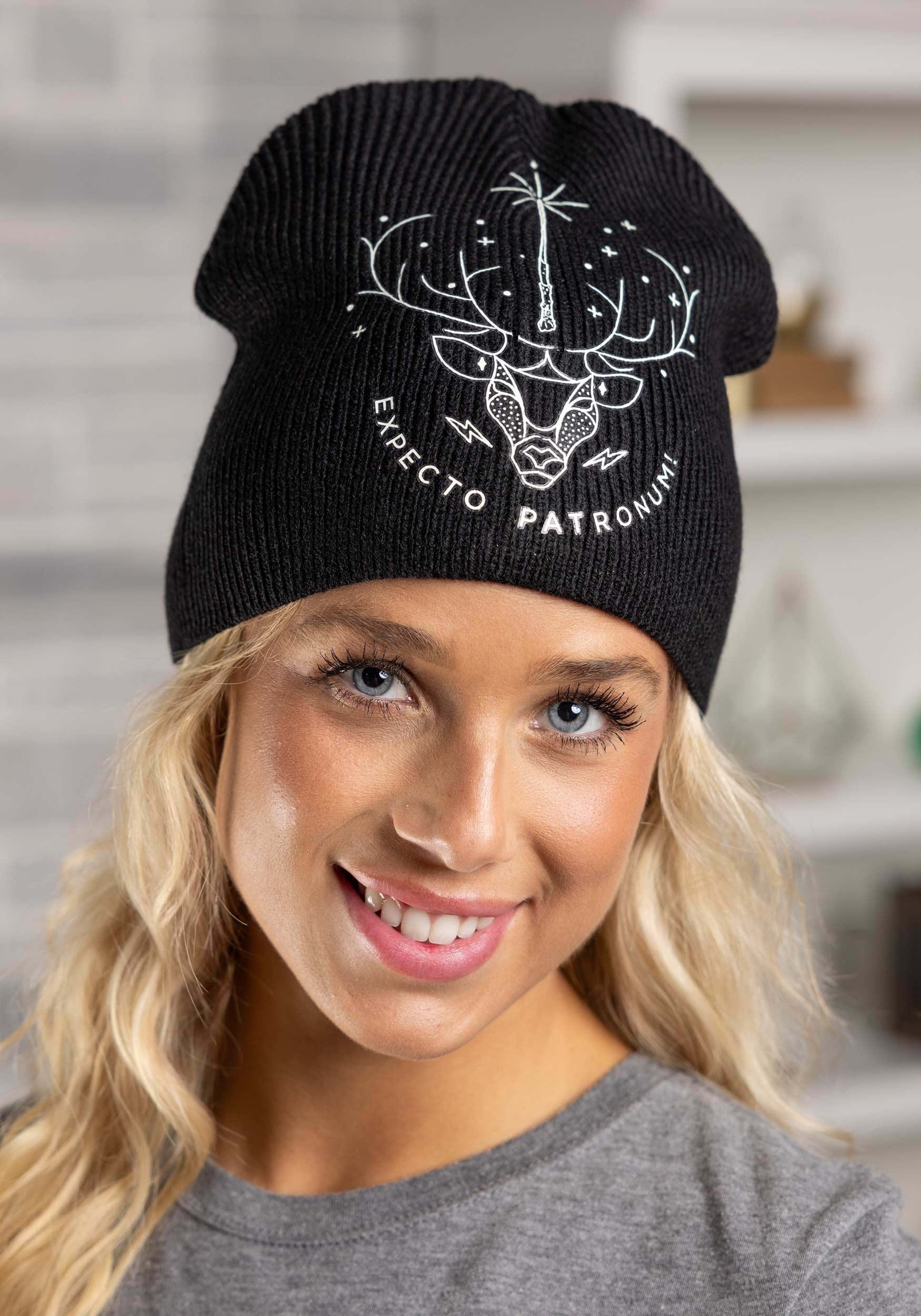 Glow Patronus Knit Black Beanie