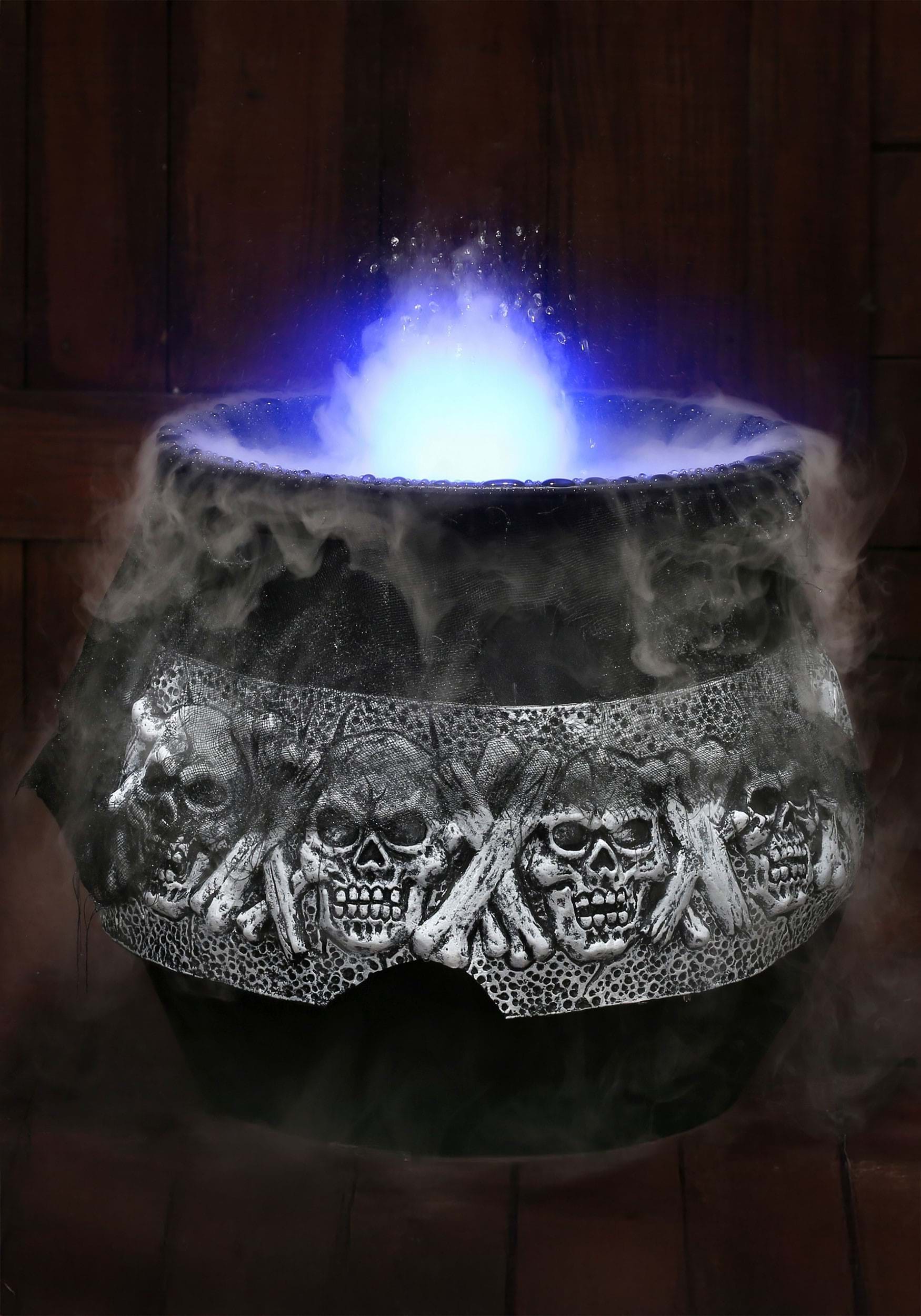 16-Inch Gothic Smoking Skull Cauldron Decoration