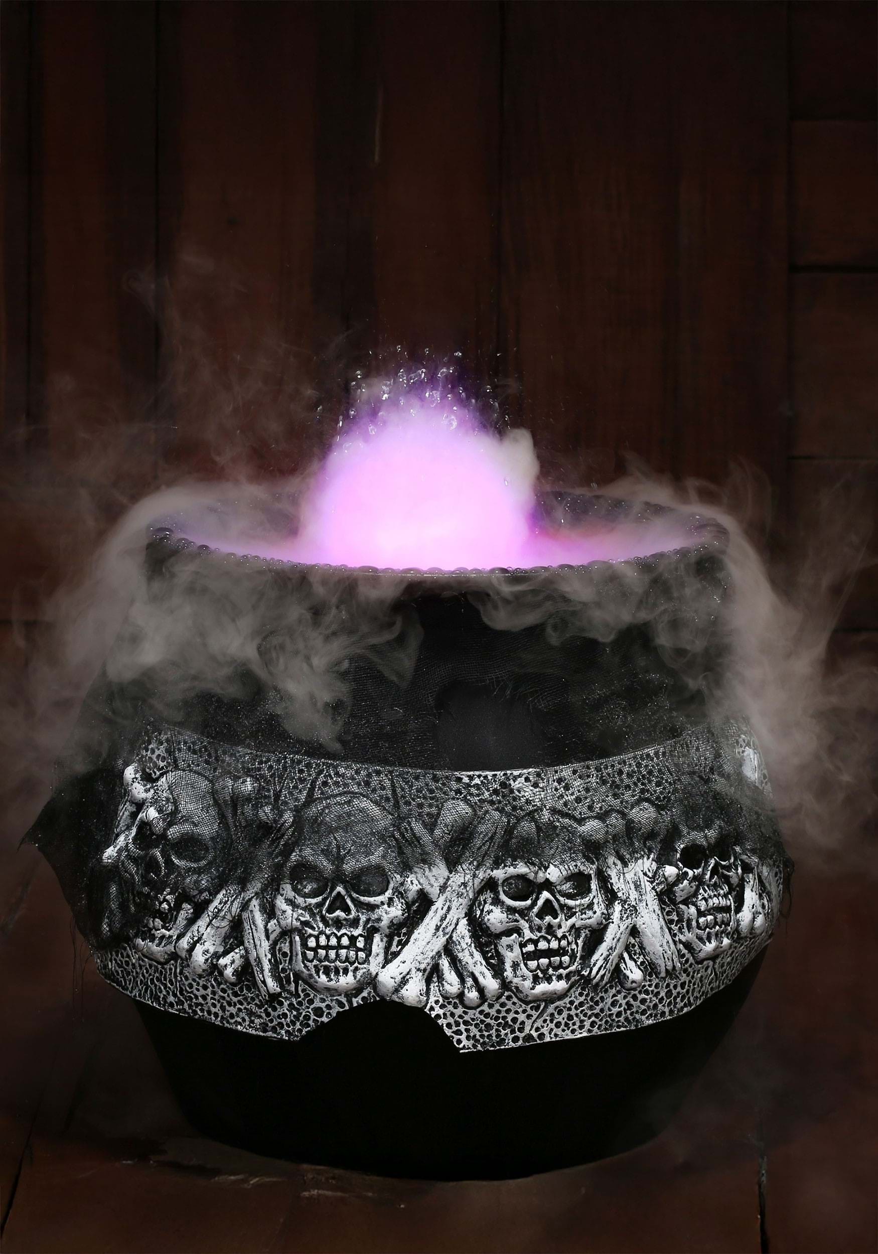 16-Inch Gothic Smoking Skull Cauldron Decoration