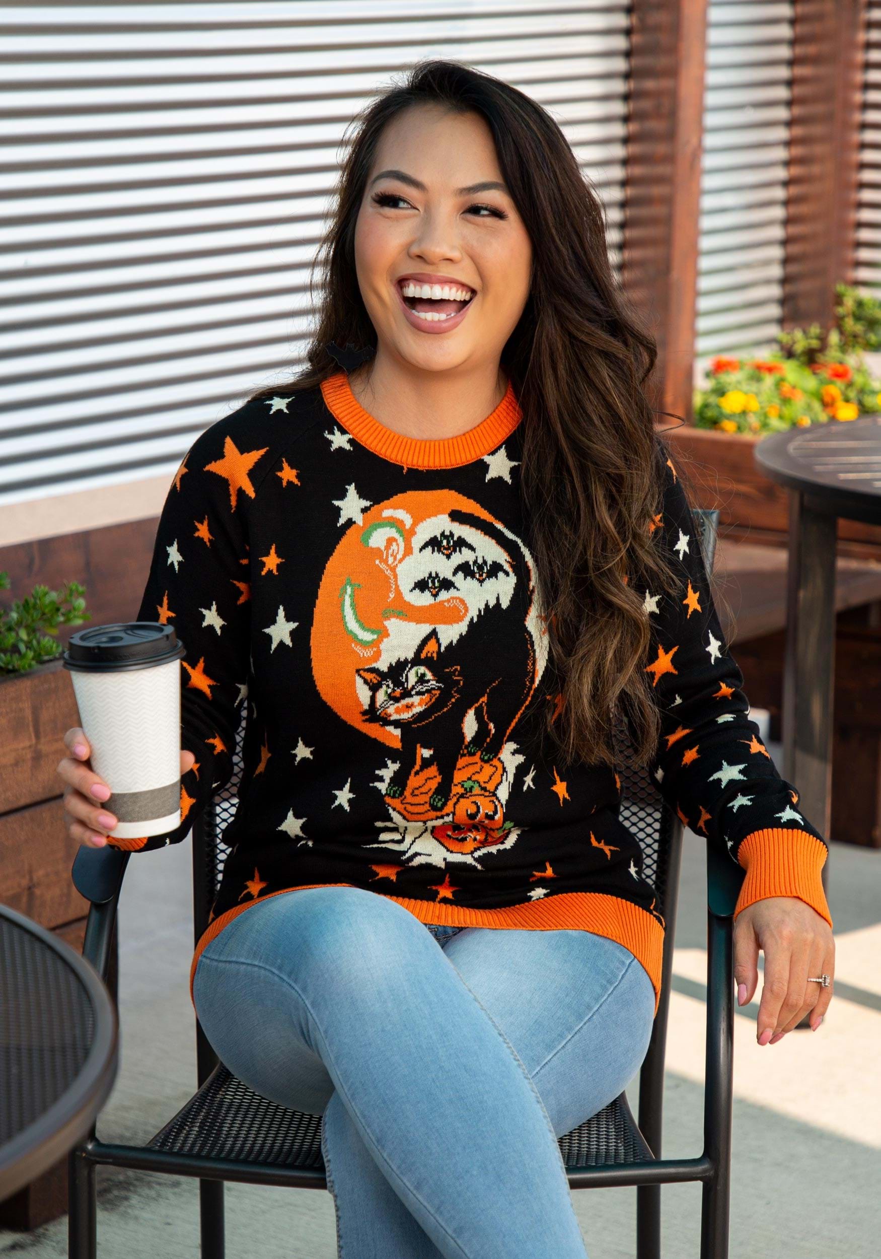 Vintage Halloween Cat Ugly Halloween Sweater