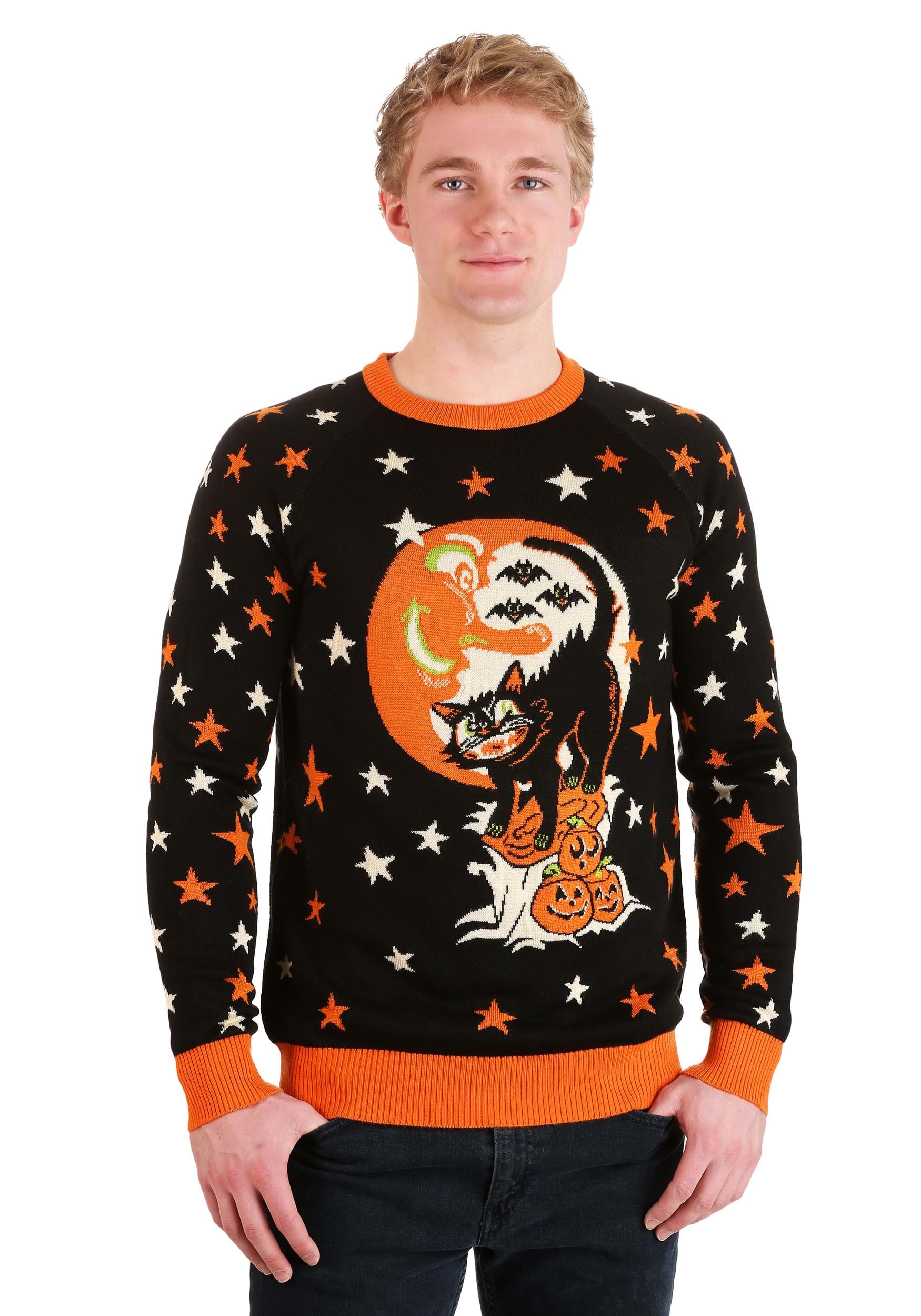 Vintage Halloween Cat Ugly Halloween Sweater