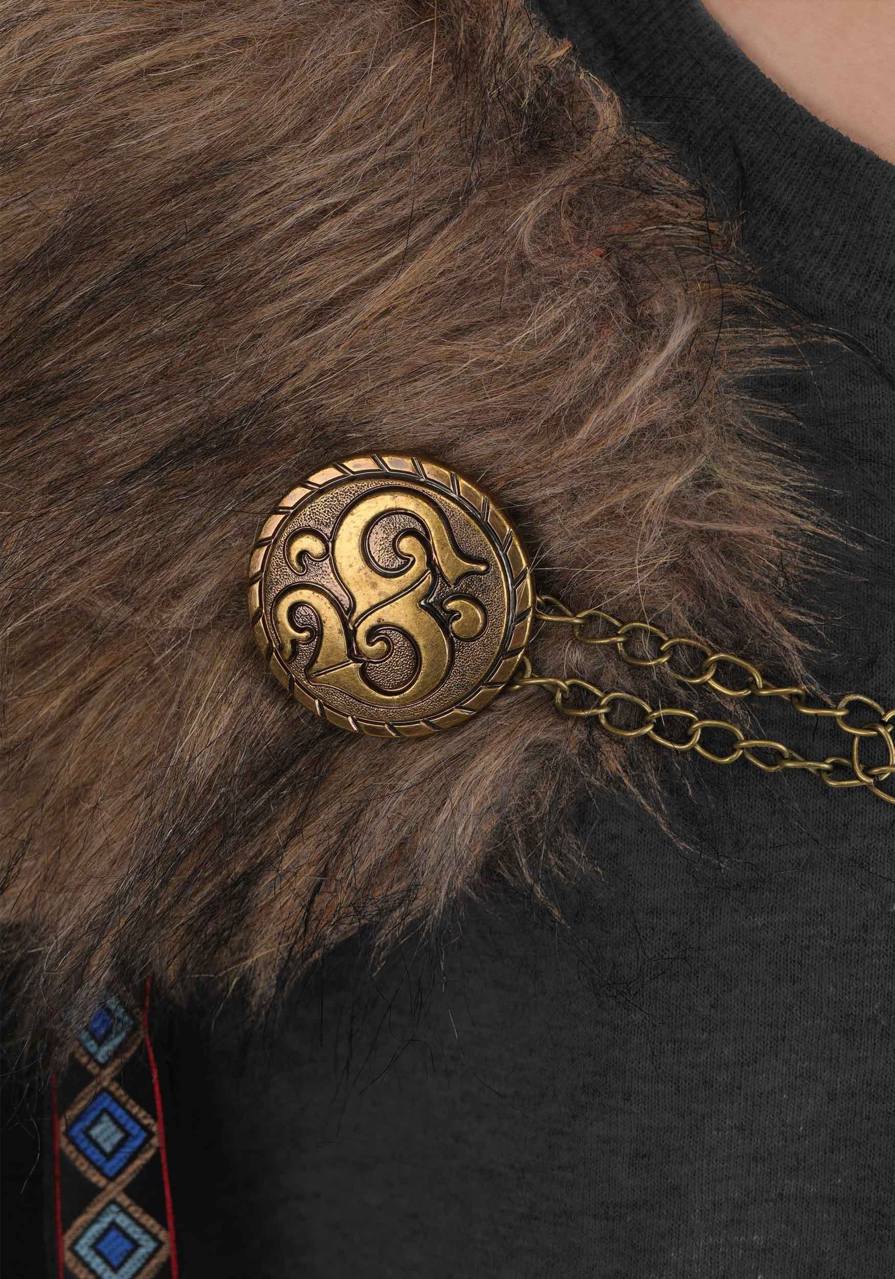 Kid's Black Faux Fur Collar Viking Costume Cape