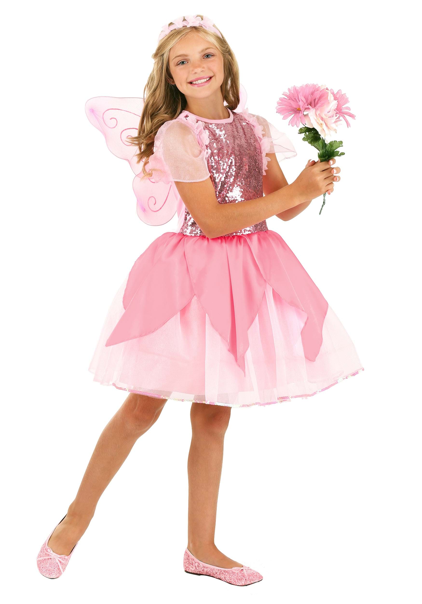 Girl's Pink Flower Fairy Costume