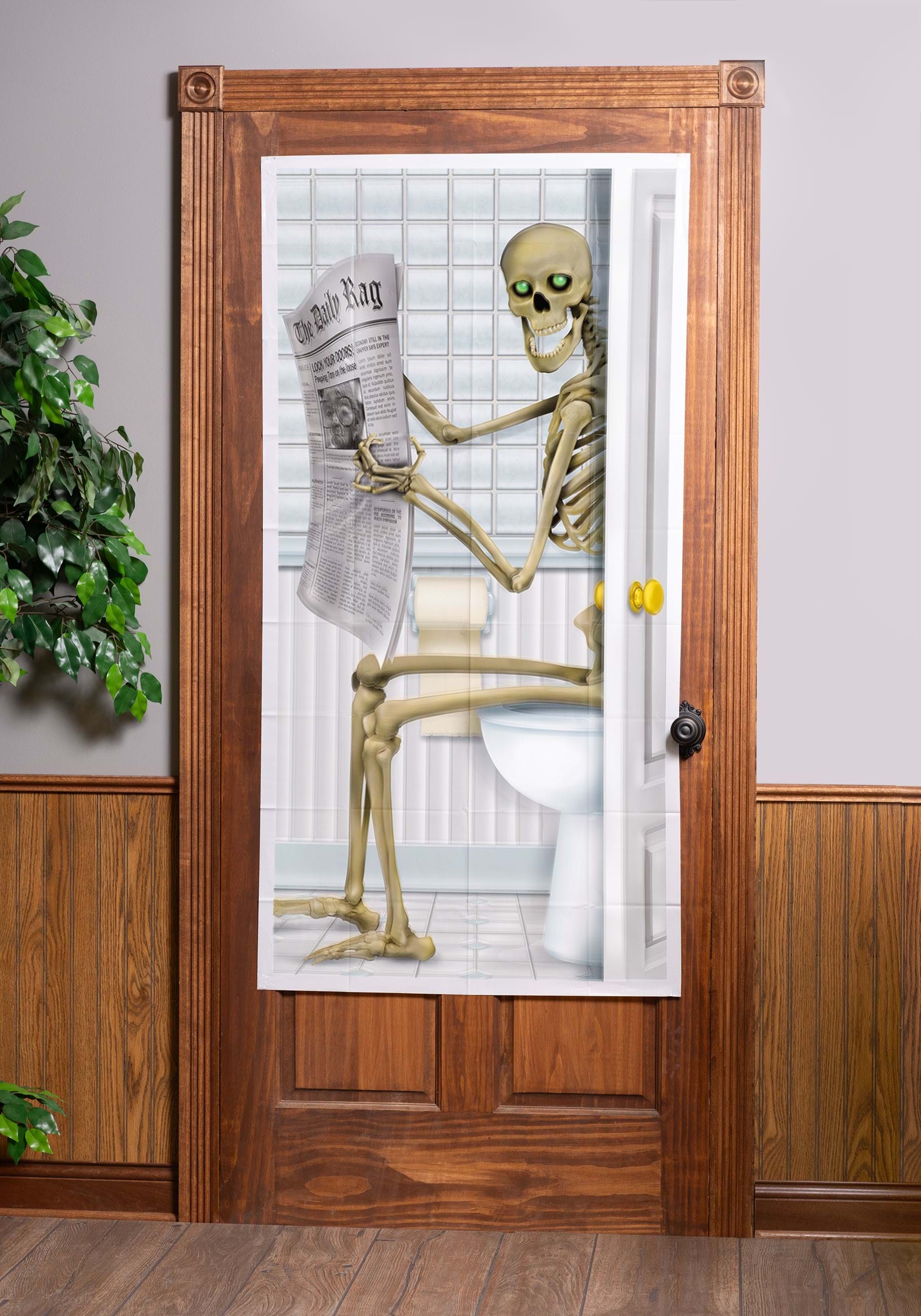 5FT Skeleton Toilet Halloween Door Cover Decoration