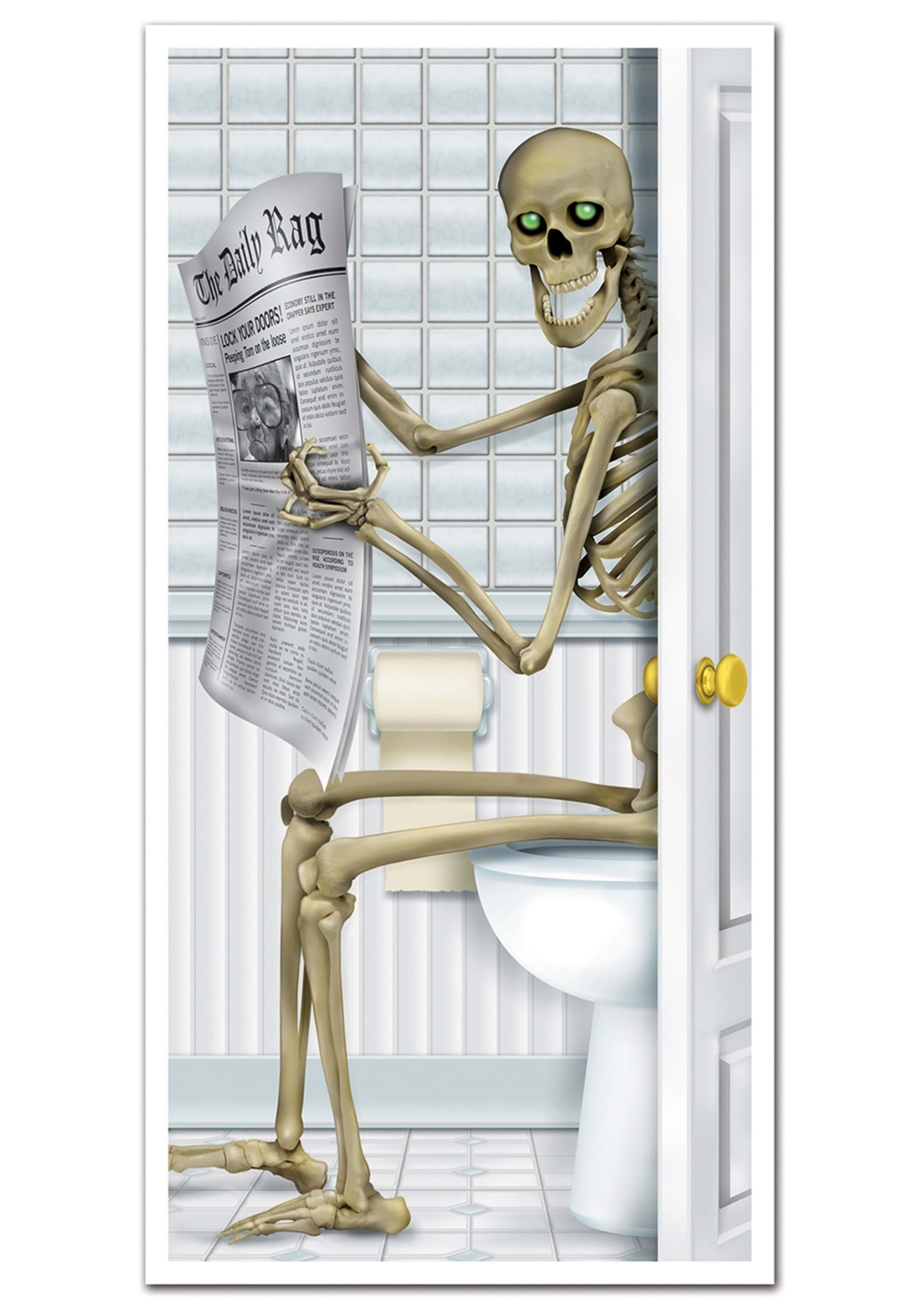 5FT Skeleton Toilet Halloween Door Cover Decoration
