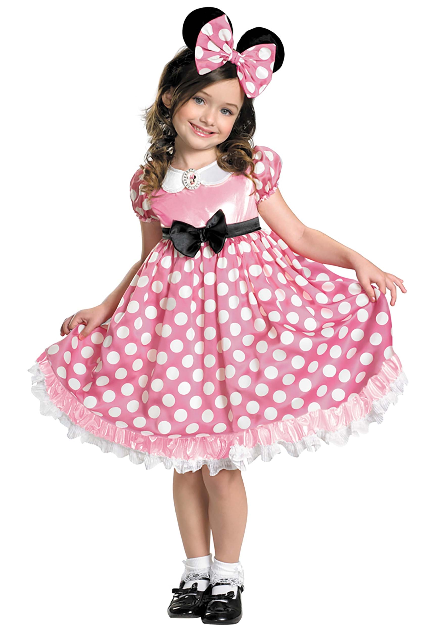 Girls Minnie Mouse Glow in the Dark Dot Pink Dress
