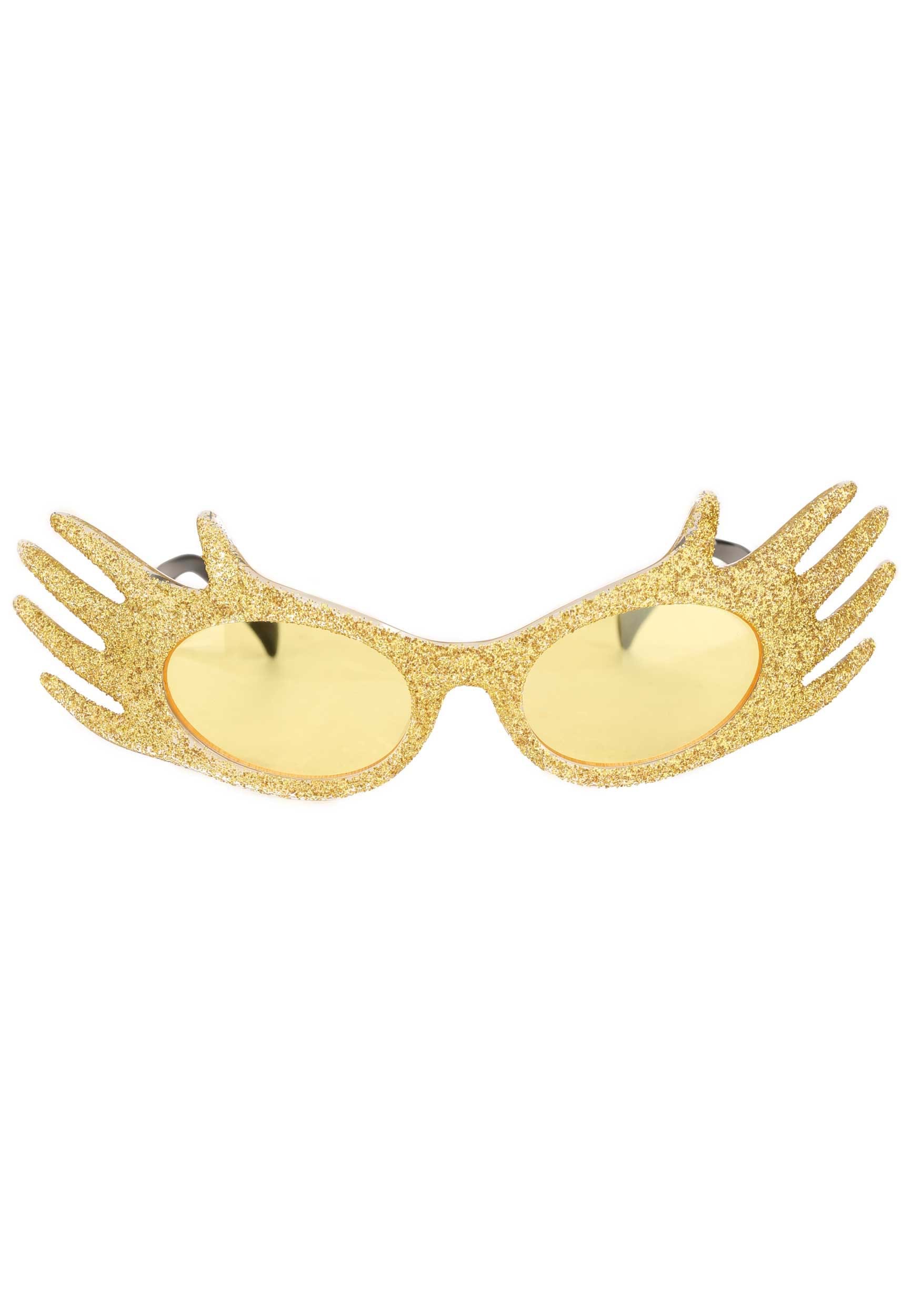 Gold Hands Costume Glitter Glasses 1 Gold Hands Costume Glitter Glasses