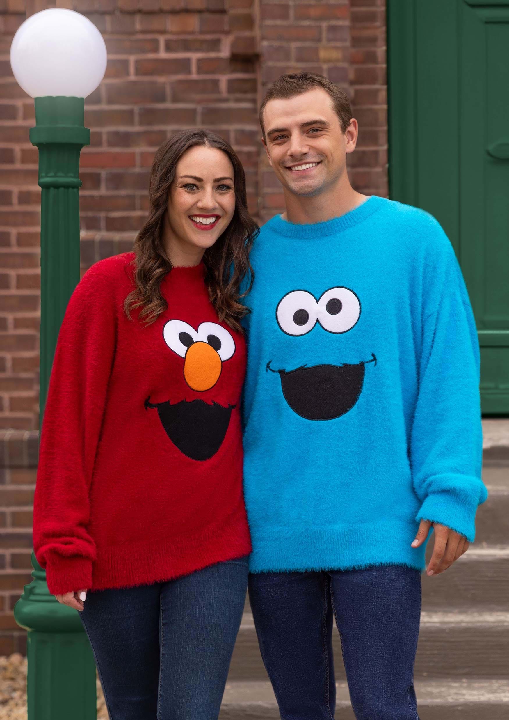 Sesame Streets Fuzzy Elmo Oversized Adult Sweater