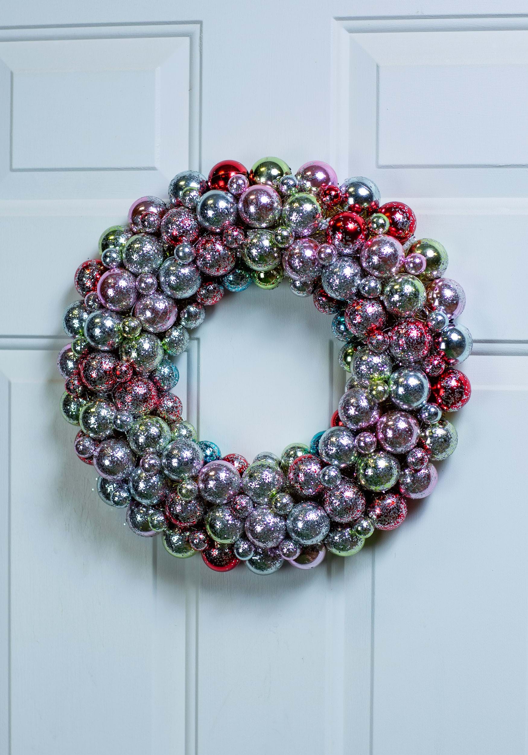 Multi Colored Pastel Christmas Ball Wreath Decoration 1 Multi Colored Pastel Christmas Ball Wreath Decoration