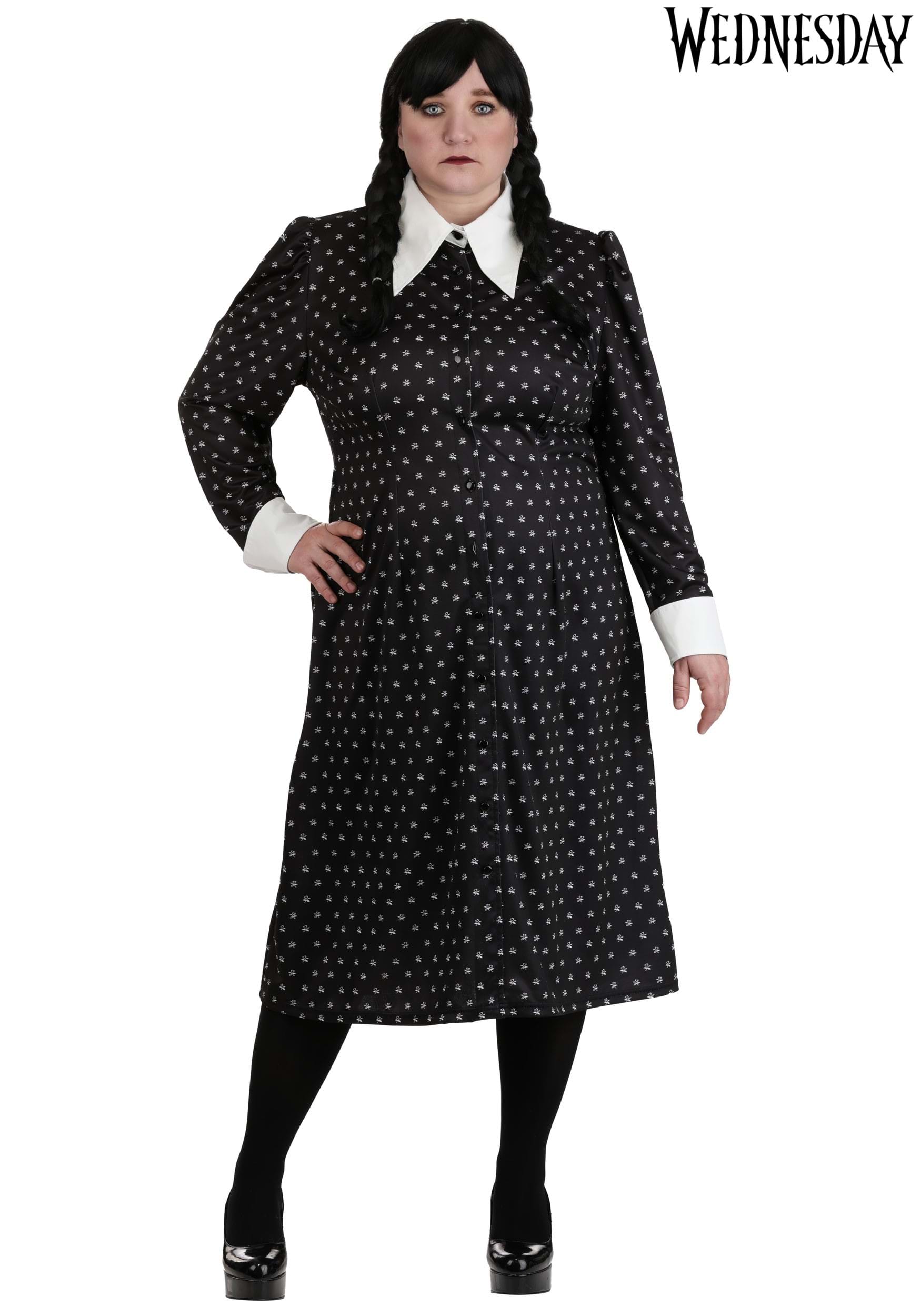 Women's Plus Size Wednesday Addams Polka Dot Costume Dress
