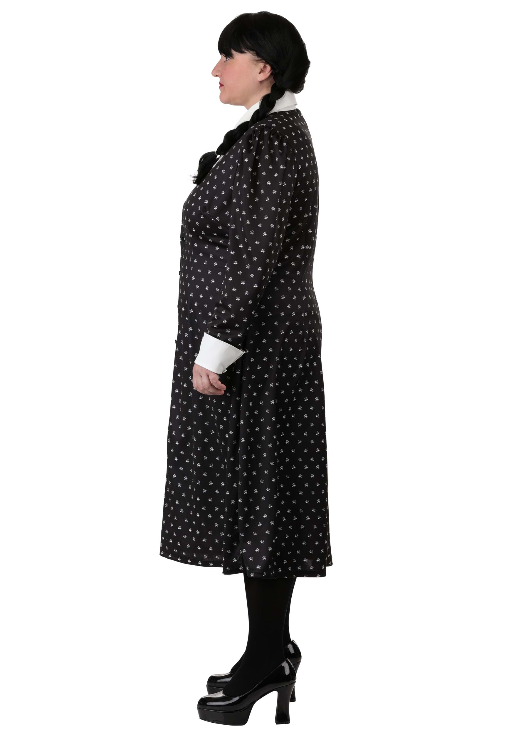 Women's Plus Size Wednesday Addams Polka Dot Costume Dress