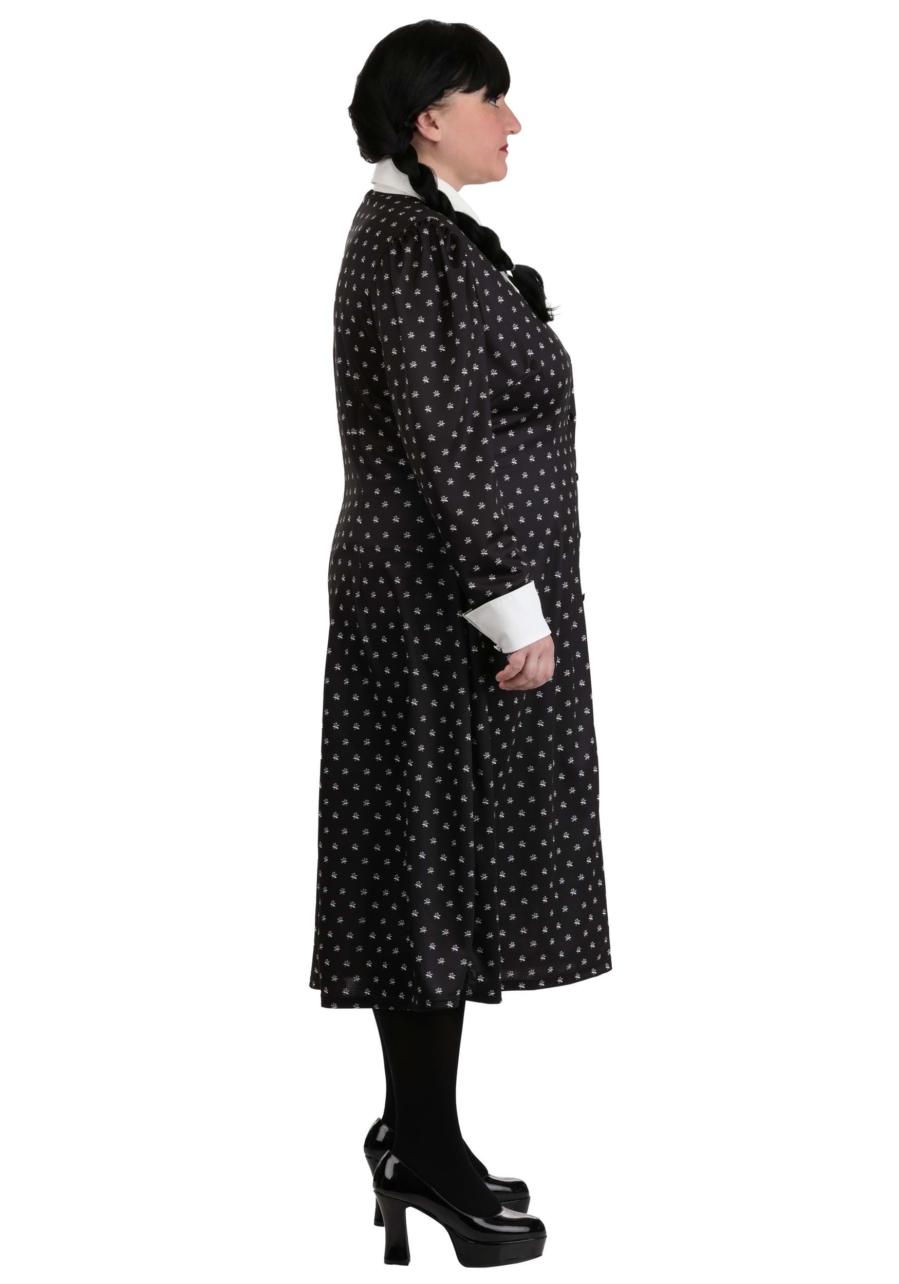 Women's Plus Size Wednesday Addams Polka Dot Costume Dress