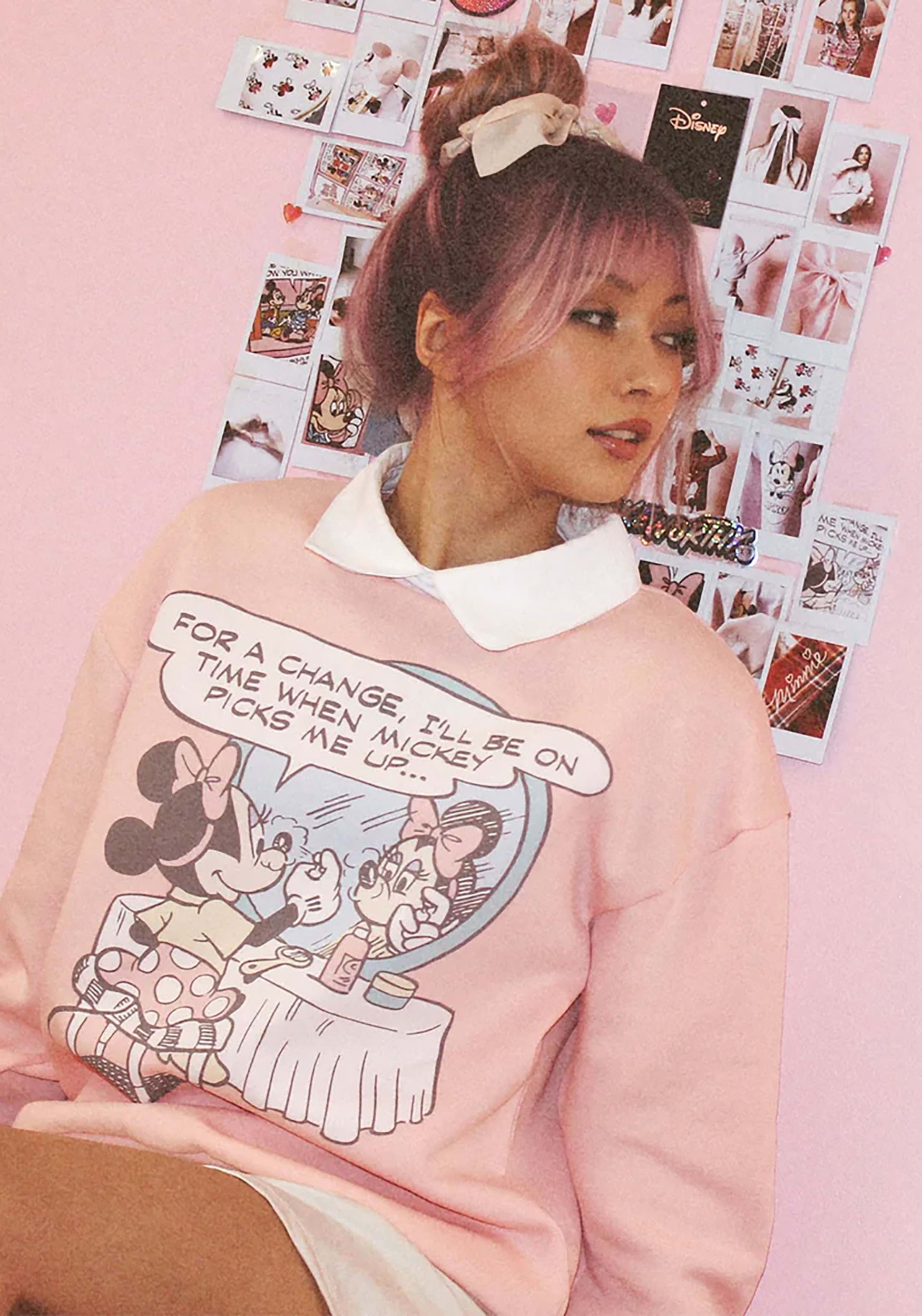 Cakeworthy Disney Minnie Comic Collared Crewneck for Adults